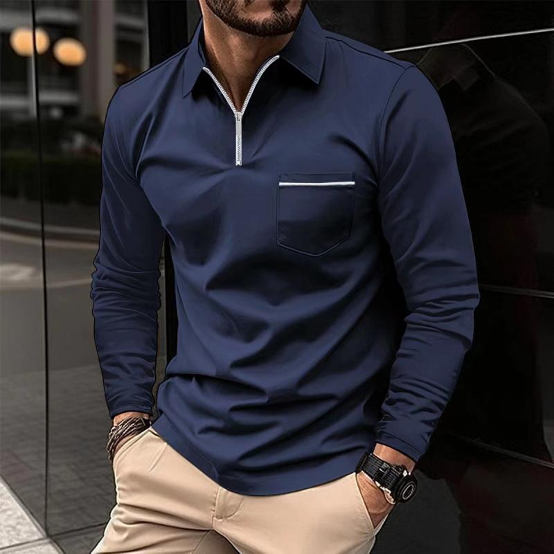Men’s Long Sleeve Quarter-Zip Polo Shirt | with Chest Pocket