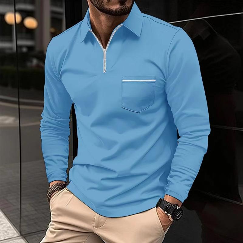 Men’s Long Sleeve Quarter-Zip Polo Shirt | with Chest Pocket