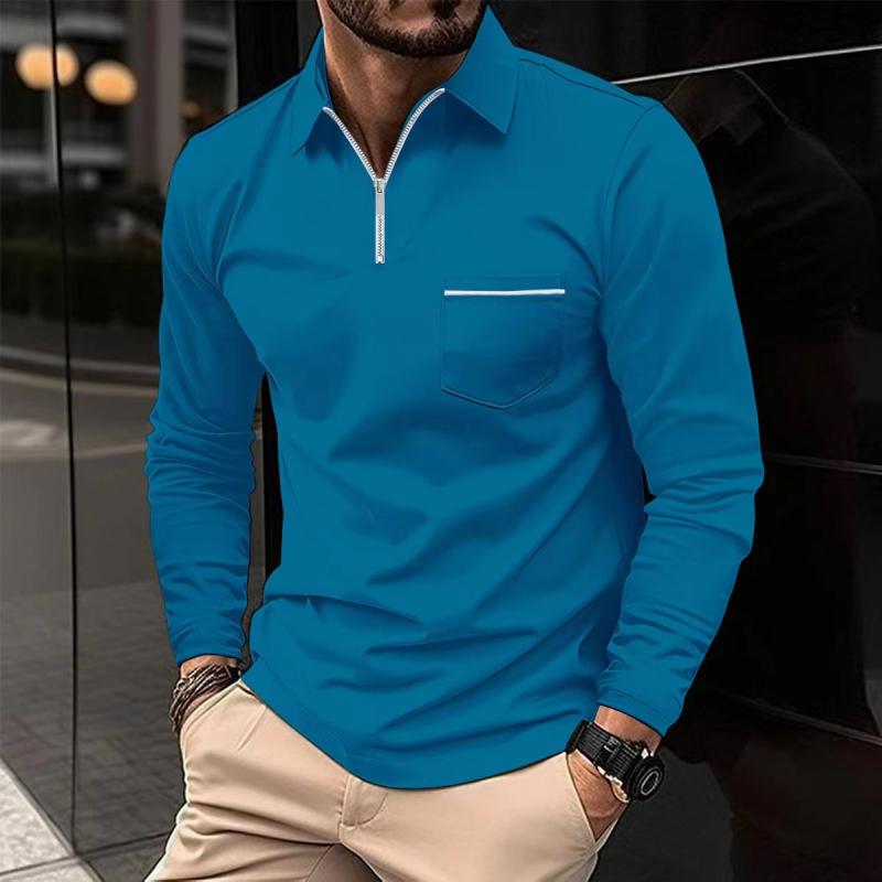 Men’s Long Sleeve Quarter-Zip Polo Shirt | with Chest Pocket