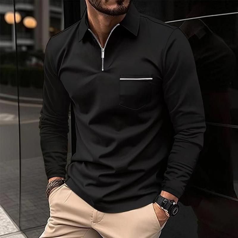 Men’s Long Sleeve Quarter-Zip Polo Shirt | with Chest Pocket