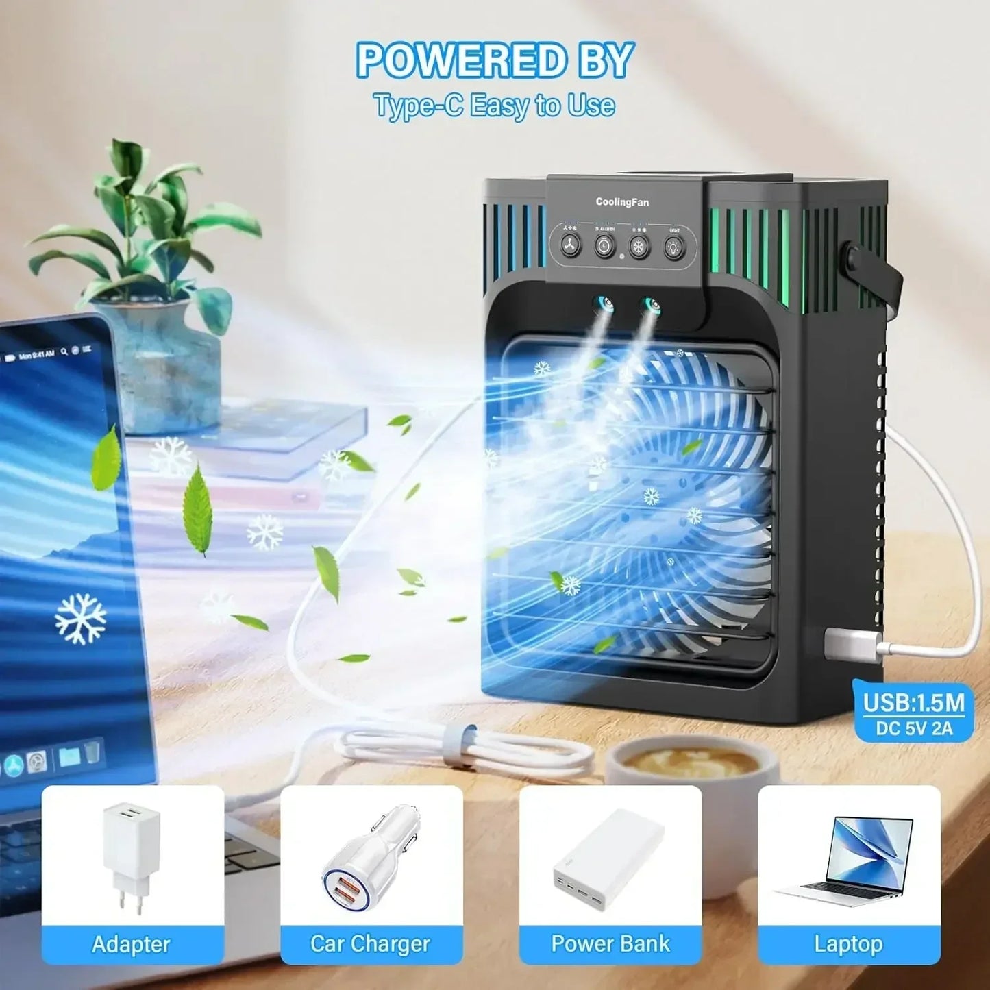Compact Desktop Portable Air Conditioner with Remote Control