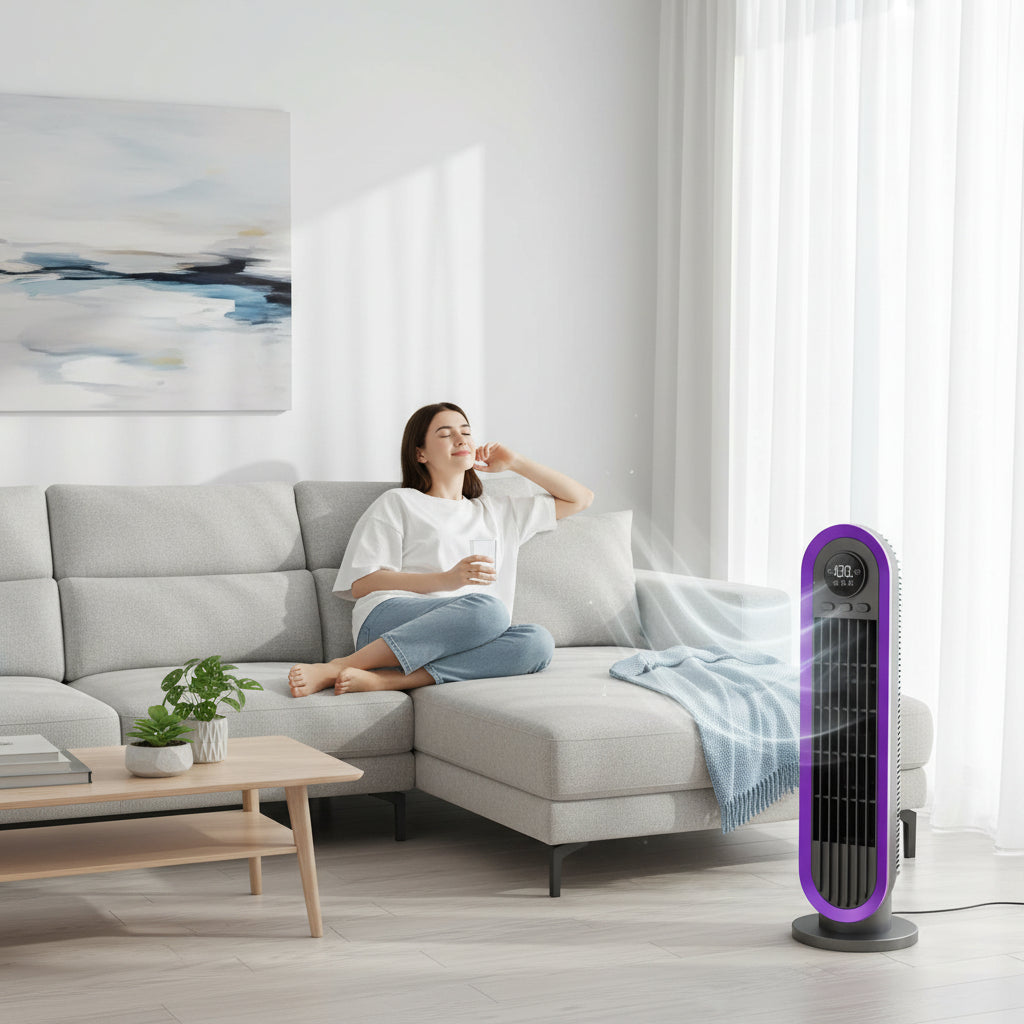 Quiet Adjustable Portable Bladeless Oscillating Tower Fan