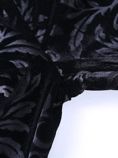 Black Vintage Embossed Velour Flare Pants