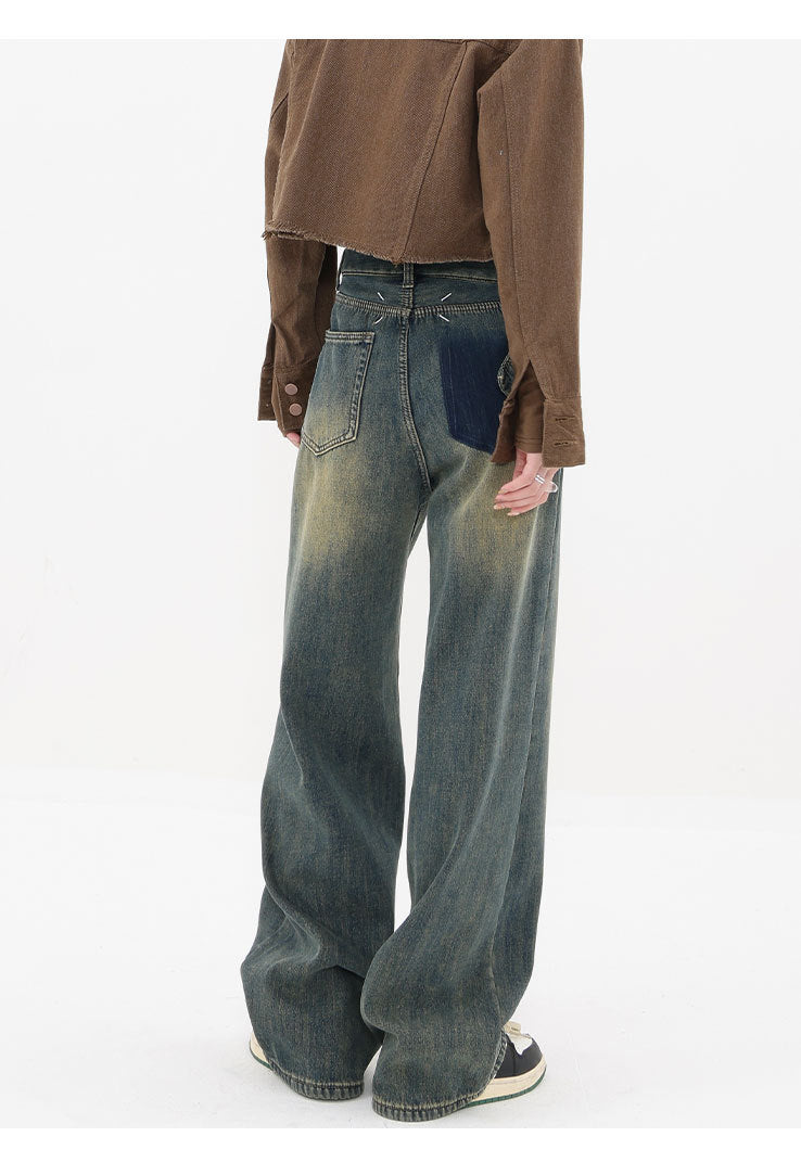 Vintage Distressed Baggy Boyfriend Jeans with Slash Pockets