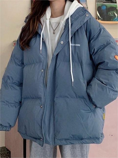 Vintage Oversize Mock Two Piece Puffer Jacket with Hood
