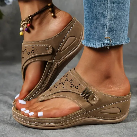 Women’s Platform Summer Thong Slippers | Low-Wedge