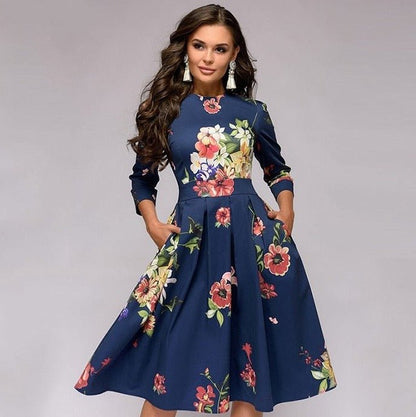 Women's Floral Print Wedding Guest Dress | Midi