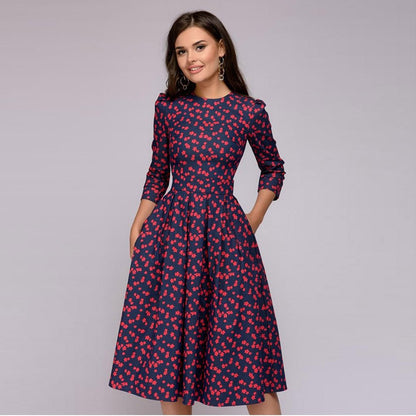 Women's Floral Print Wedding Guest Dress | Midi