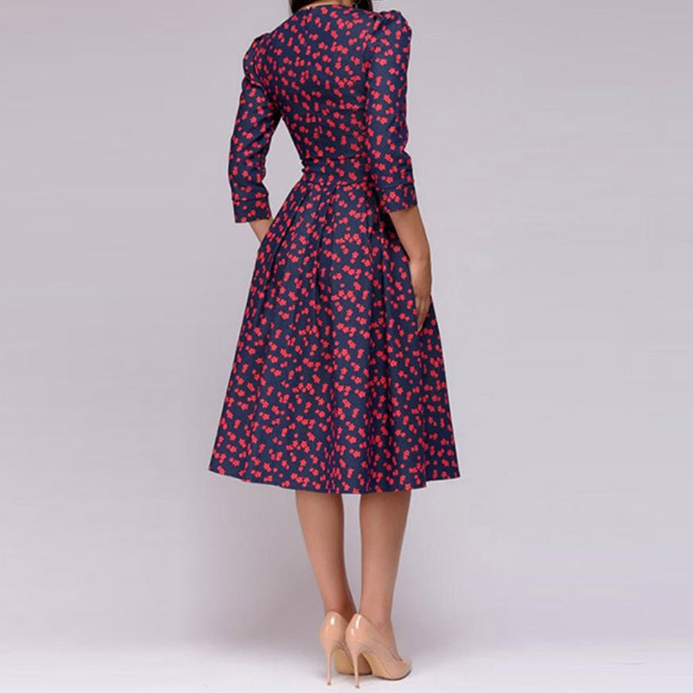 Women's Floral Print Wedding Guest Dress | Midi