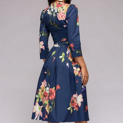 Women's Floral Print Wedding Guest Dress | Midi