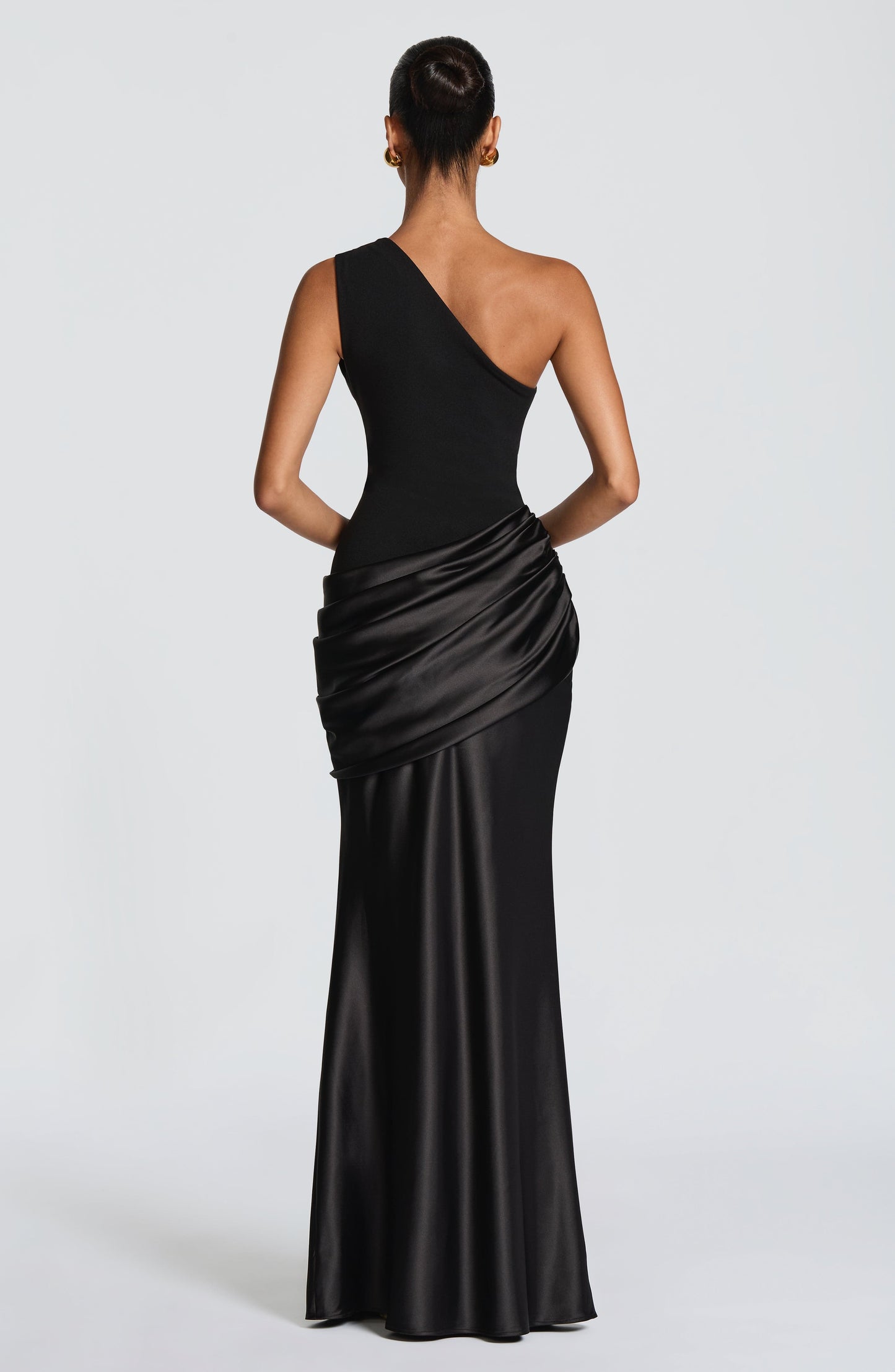 Women's One Shoulder Maxi Wedding Guest Dress | Black