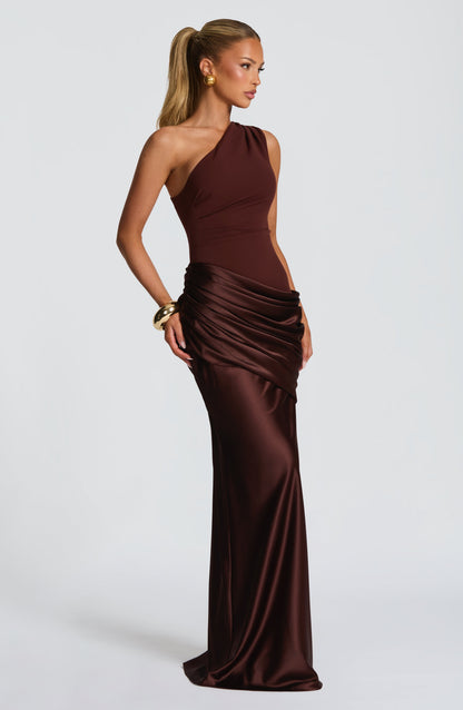 Women's One Shoulder Maxi Wedding Guest Dress | Sleeveless