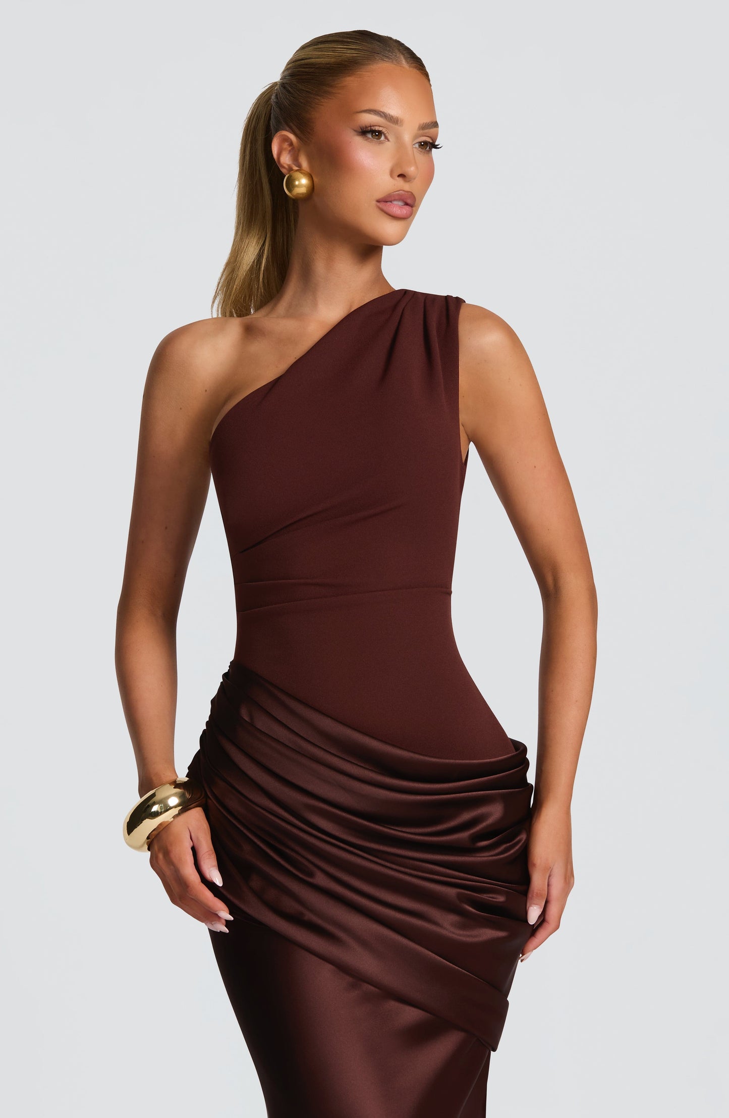 Women's One Shoulder Maxi Wedding Guest Dress | Sleeveless