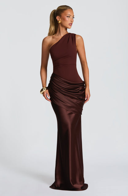 Women's One Shoulder Maxi Wedding Guest Dress | Sleeveless