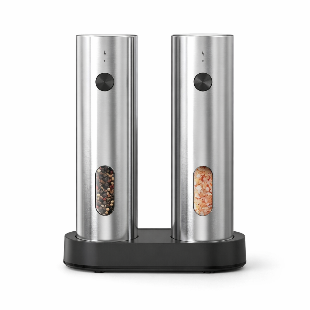 Stainless Steel Electric Salt and Pepper Grinder Set