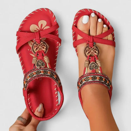 Women's Bohemian Slingback Sandals | Low Wedge