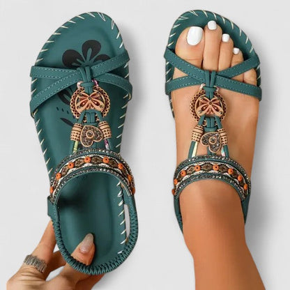 Women's Bohemian Slingback Sandals | Low Wedge