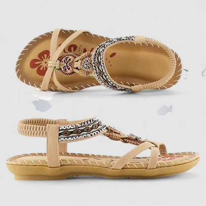 Women's Bohemian Slingback Sandals | Low Wedge