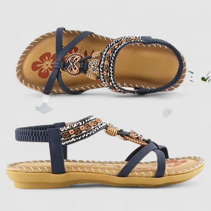 Women's Bohemian Slingback Sandals | Low Wedge