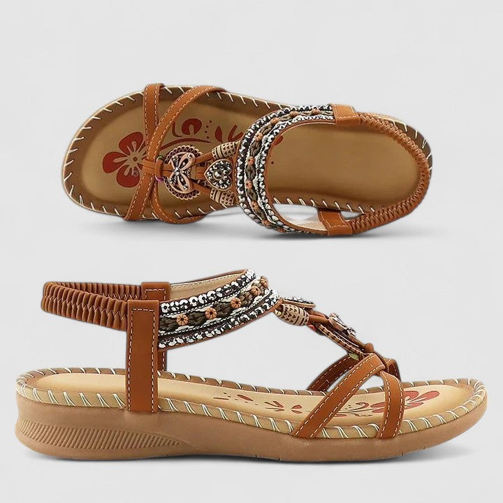Women's Bohemian Slingback Sandals | Low Wedge