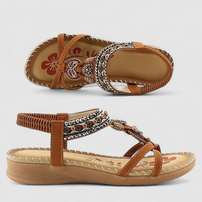 Women's Bohemian Slingback Sandals | Low Wedge