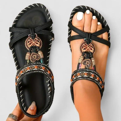Women's Bohemian Slingback Sandals | Low Wedge