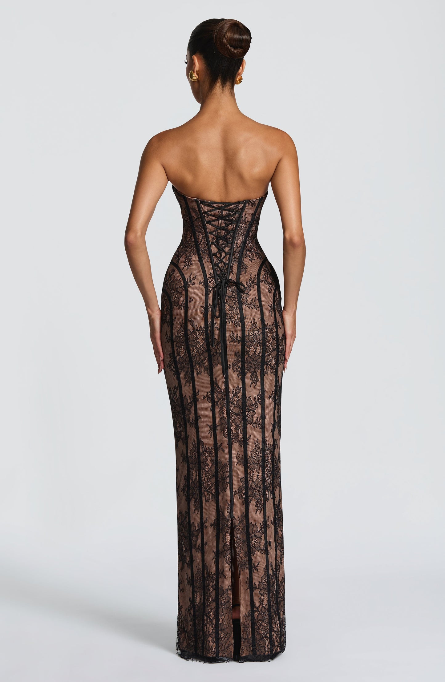 Women's Floral Black Maxi Dress | Strapless