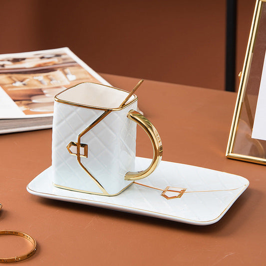 320ml Handbag Mug with Gold Rim