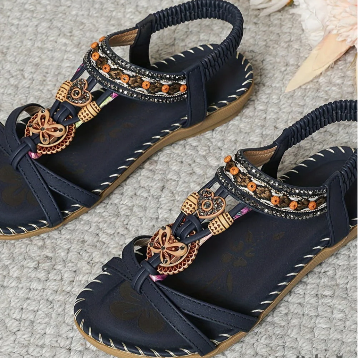 Women's Bohemian T-Strap Sandals | Flat