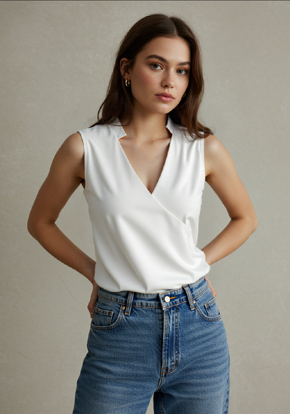 Women's Wrap V-Neck Top | Sleeveless