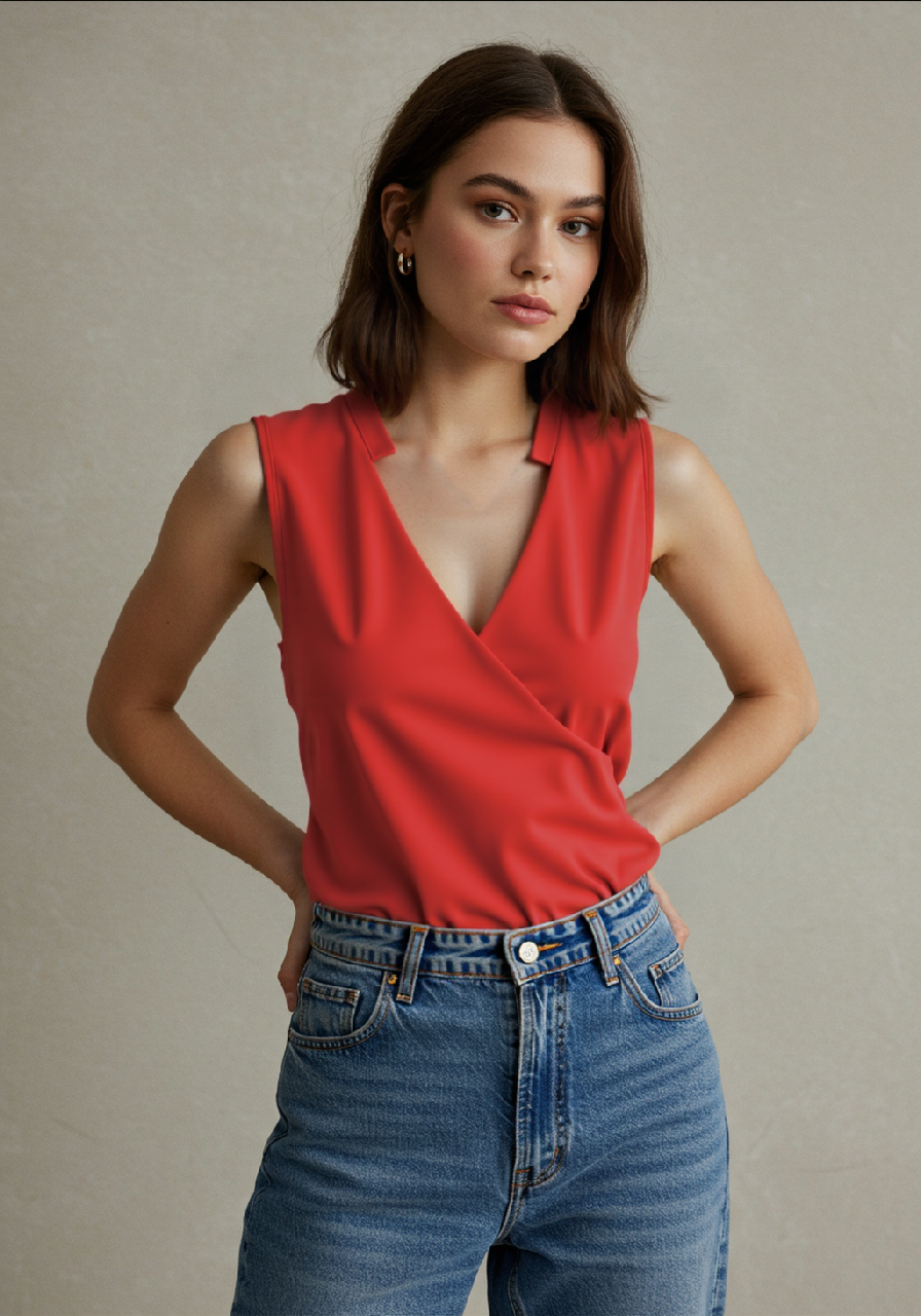 Women's Wrap V-Neck Top | Sleeveless