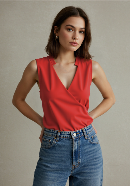 Women's Wrap V-Neck Top | Sleeveless