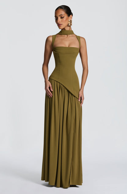 Women's Maxi Wedding Guest Dress | with High-Slit