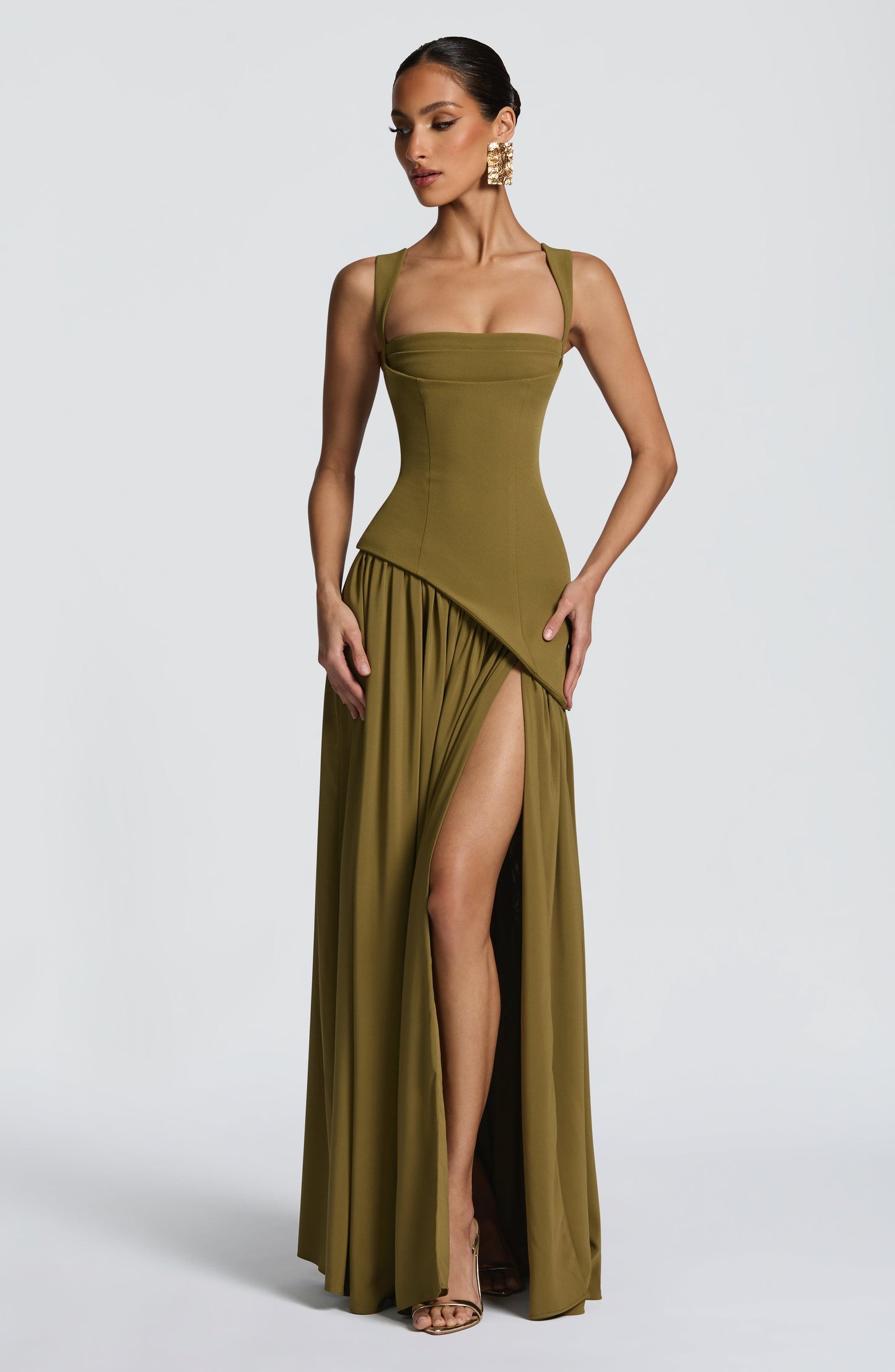Women's Maxi Wedding Guest Dress | with High-Slit
