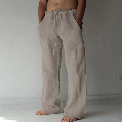 Men's Summer Long Linen Pants | with Drawstring