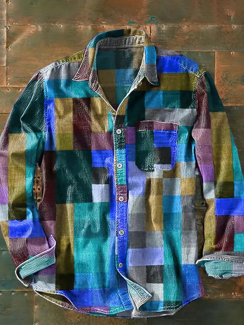 Men's Colorful Checkered Shirt | Long Sleeve