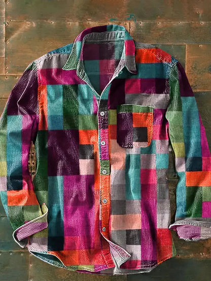 Men's Colorful Checkered Shirt | Long Sleeve