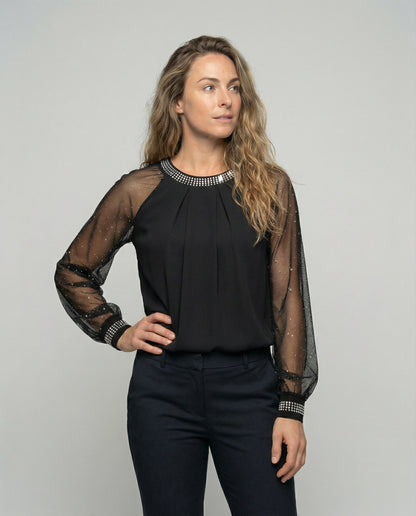 Women's Black Formal Blouse | Long Sleeve