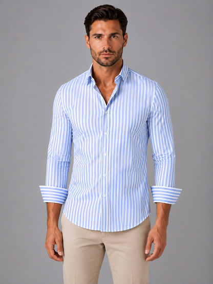 Men’s Business Casual Striped Shirt | Long Sleeve