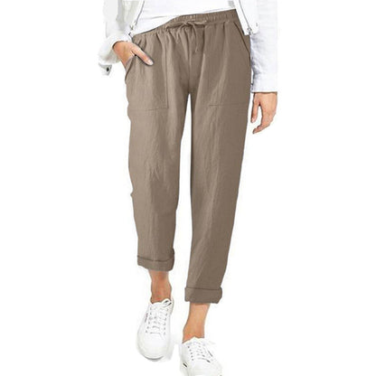Women's Casual Summer Linen Pants | With Drawstring