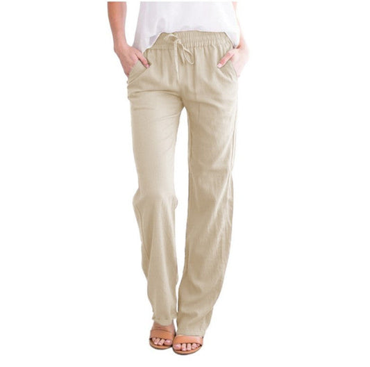 Women's Casual Summer Linen Pants | With Drawstring