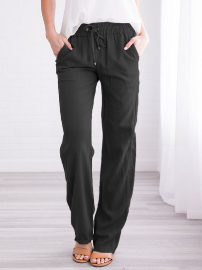 Women's Casual Summer Linen Pants | With Drawstring