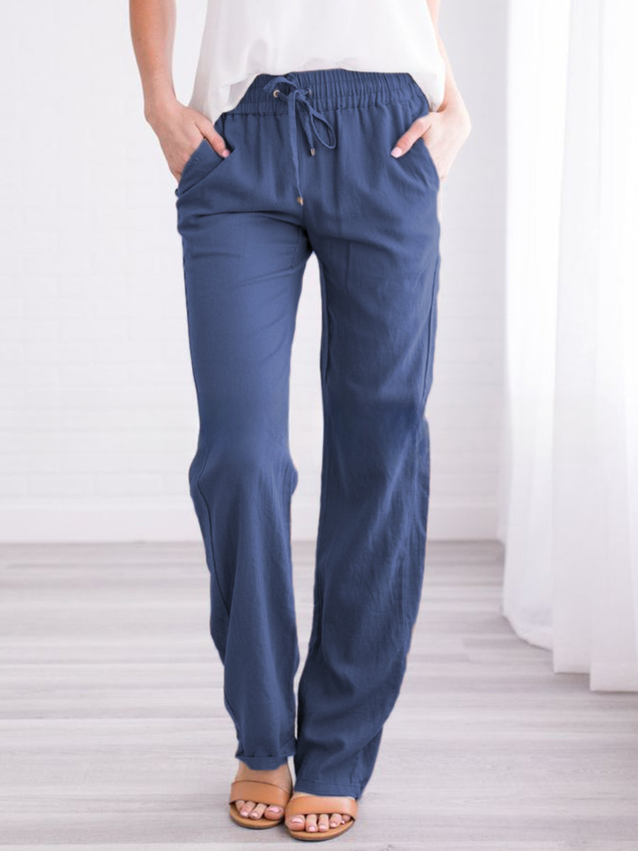 Women's Casual Summer Linen Pants | With Drawstring
