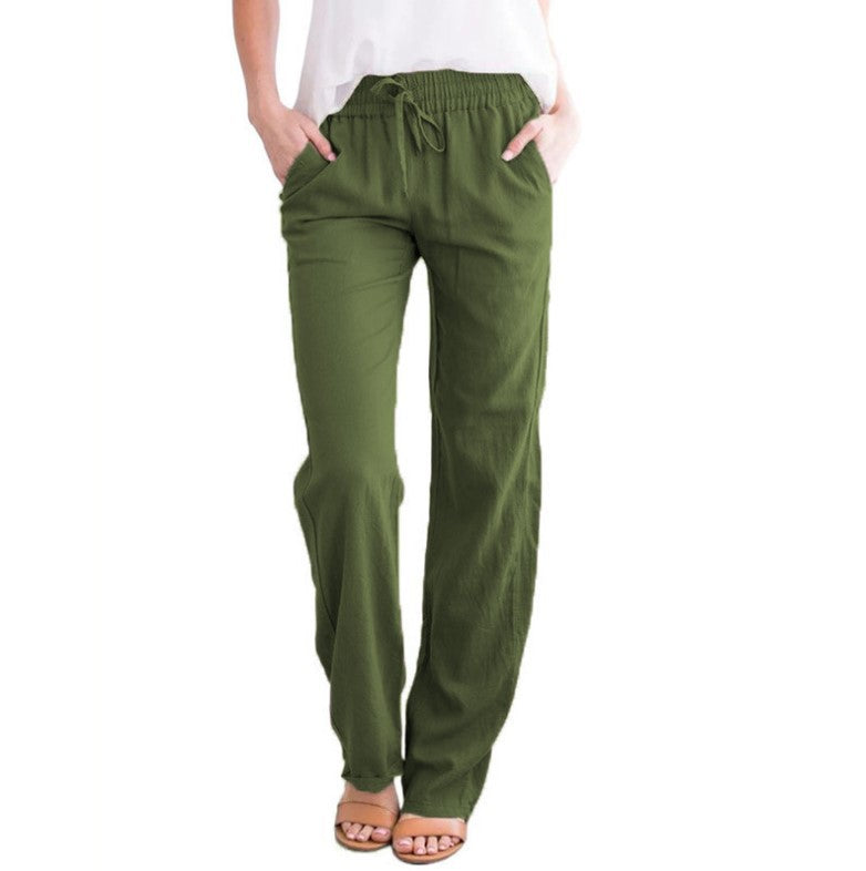 Women's Casual Summer Linen Pants | With Drawstring