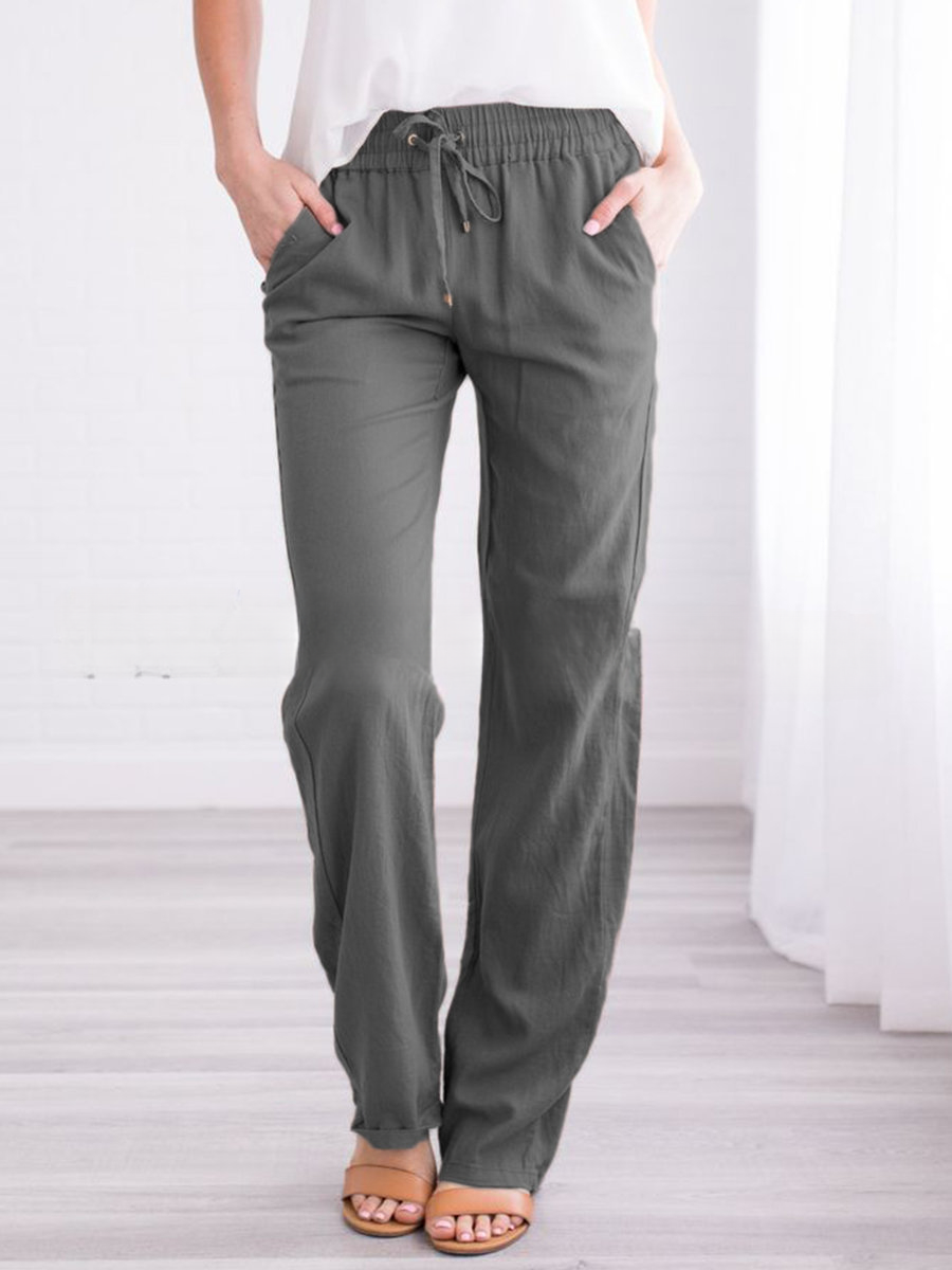 Women's Casual Summer Linen Pants | With Drawstring