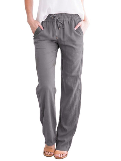 Women's Casual Summer Linen Pants | With Drawstring