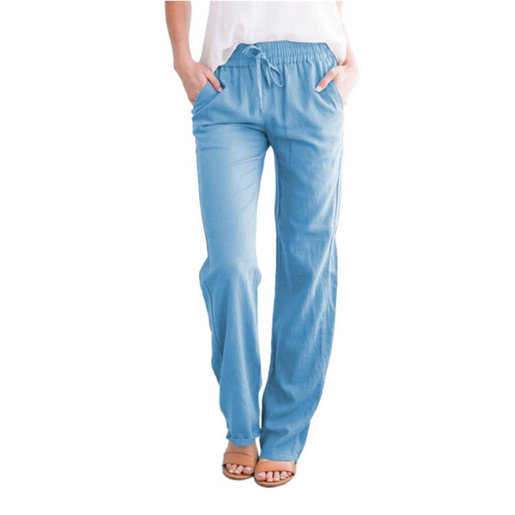 Women's Casual Summer Linen Pants | With Drawstring