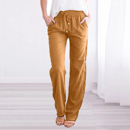 Women's Casual Summer Linen Pants | With Drawstring