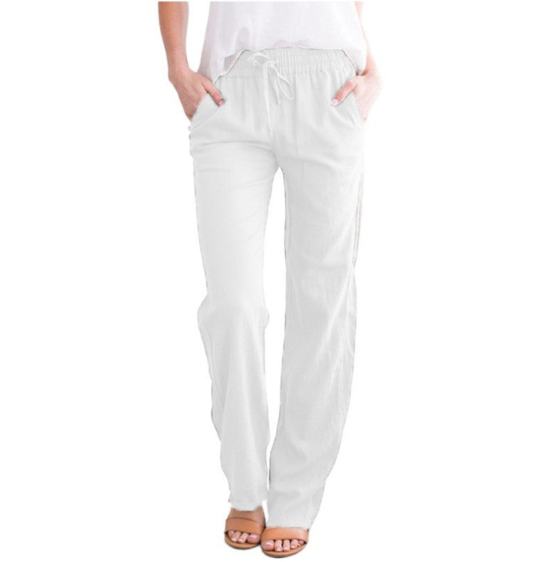 Women's Casual Summer Linen Pants | With Drawstring