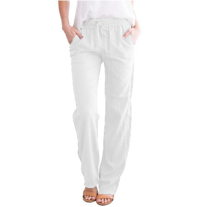 Women's Casual Summer Linen Pants | With Drawstring